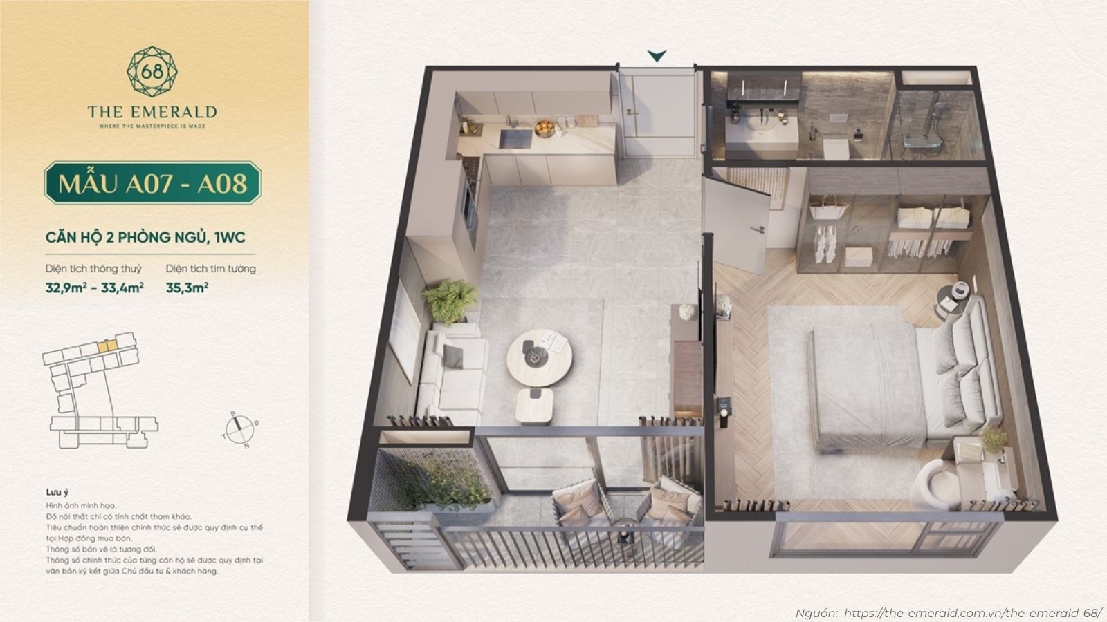 Layout Căn Hộ The Emerald 68 Thiết Kế Tối ưu Diện Tích