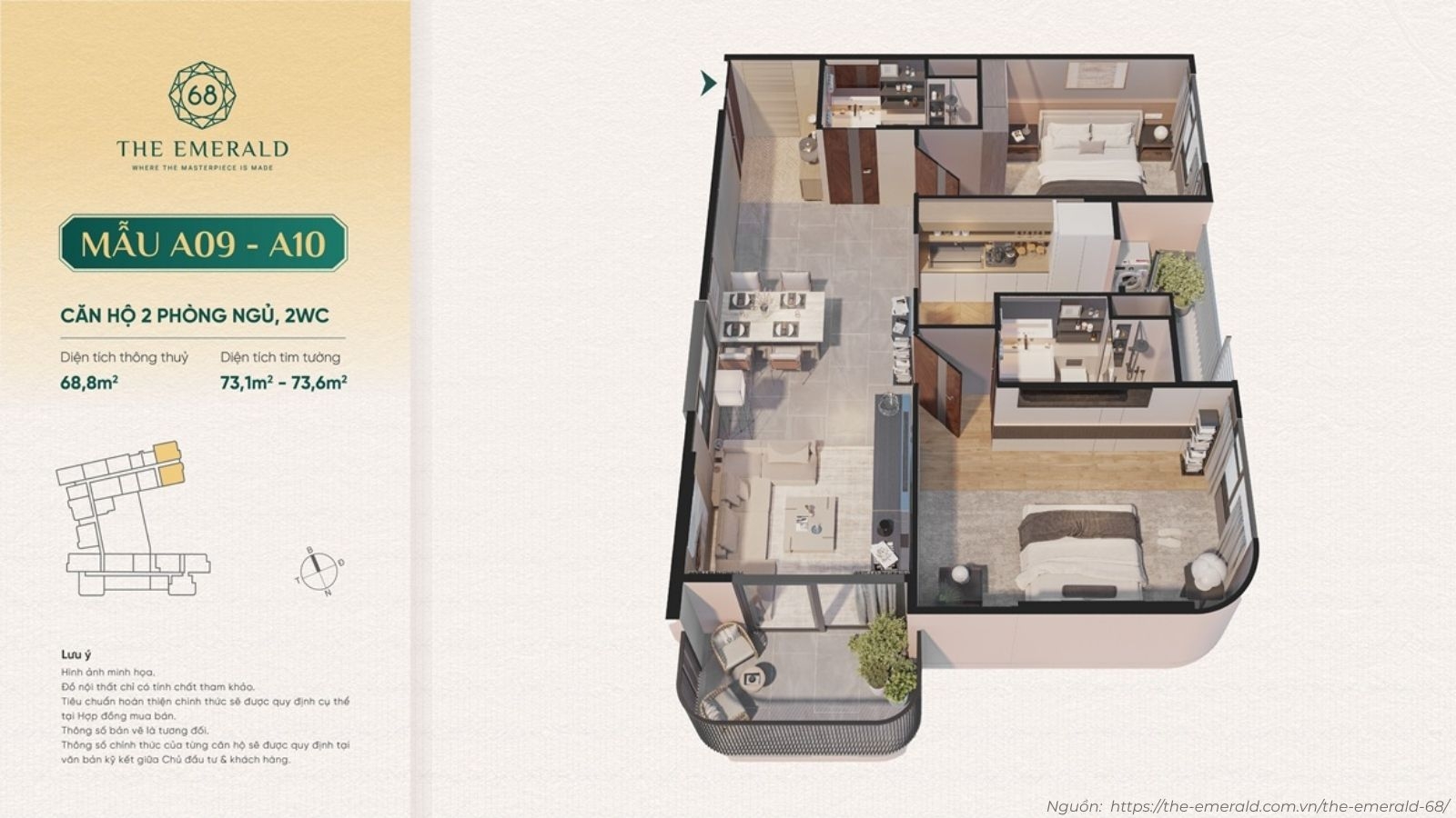 Layout Căn Hộ The Emerald 68 Thiết Kế Tối Ưu Diện Tích