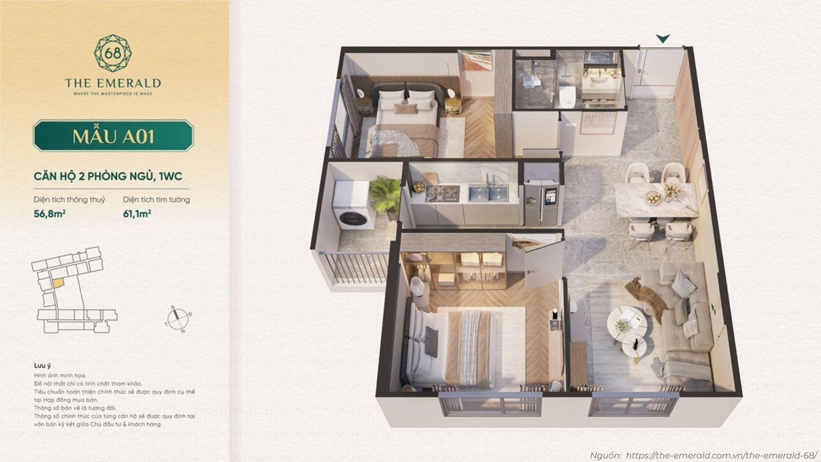 Layout Căn Hộ The Emerald 68 Thiết Kế Tối ưu Diện Tích