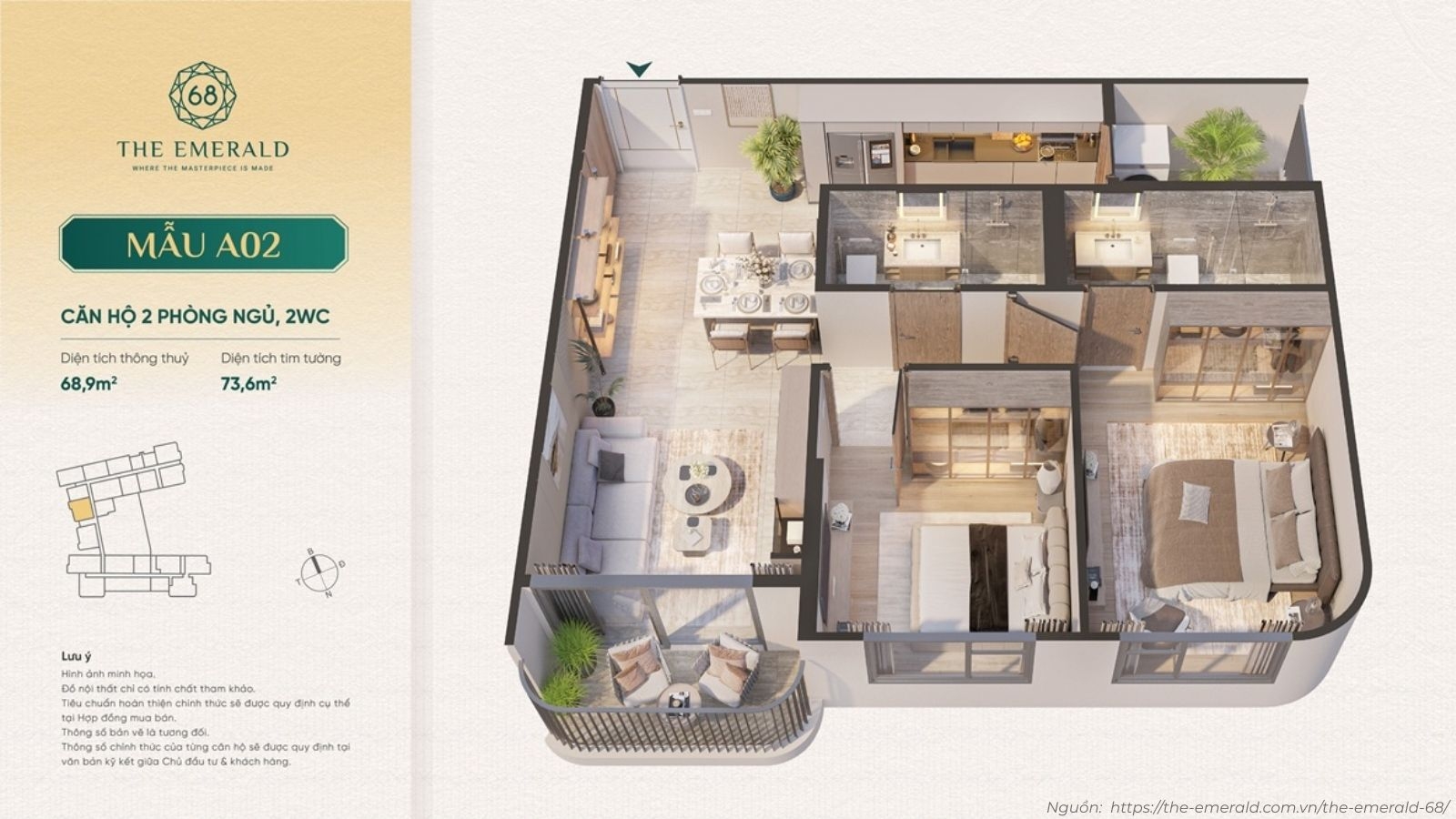 Layout Căn Hộ The Emerald 68 Thiết Kế Tối ưu Diện Tích