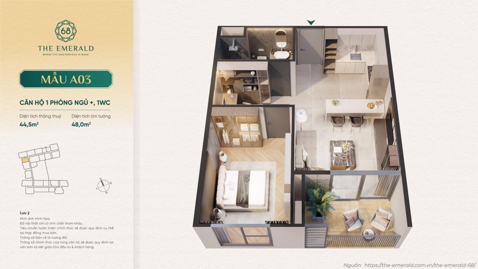 Layout Căn Hộ The Emerald 68 Thiết Kế Tối ưu Diện Tích