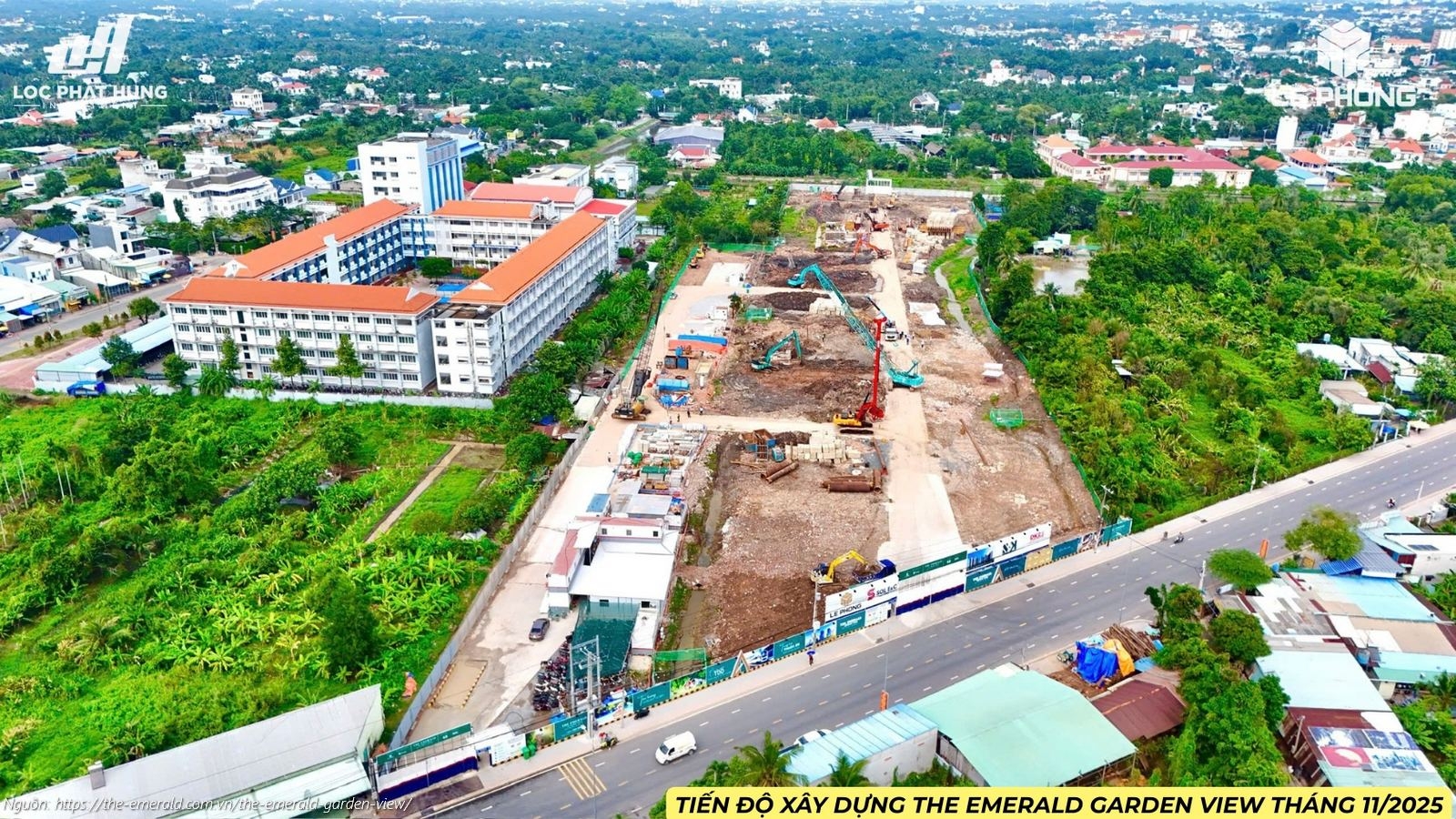 Cập nhật hình ảnh tiến độ xây dựng dự án The Emerald Garden View tháng 11/2025: Tổng thầu SOL E&C đang khẩn trương thi công phần móng cọc