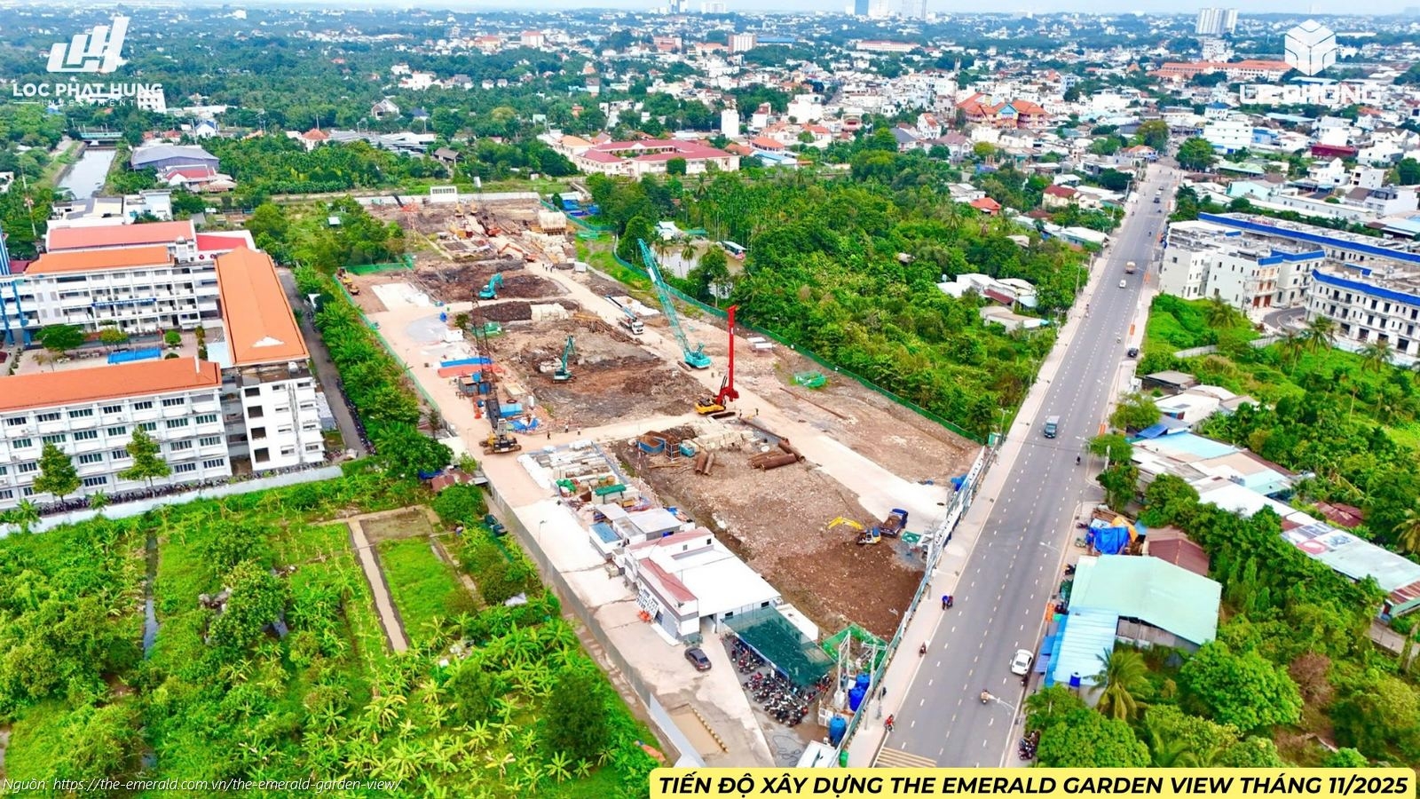 Cập nhật hình ảnh tiến độ xây dựng dự án The Emerald Garden View tháng 11/2025: Tổng thầu SOL E&C đang khẩn trương thi công phần móng cọc