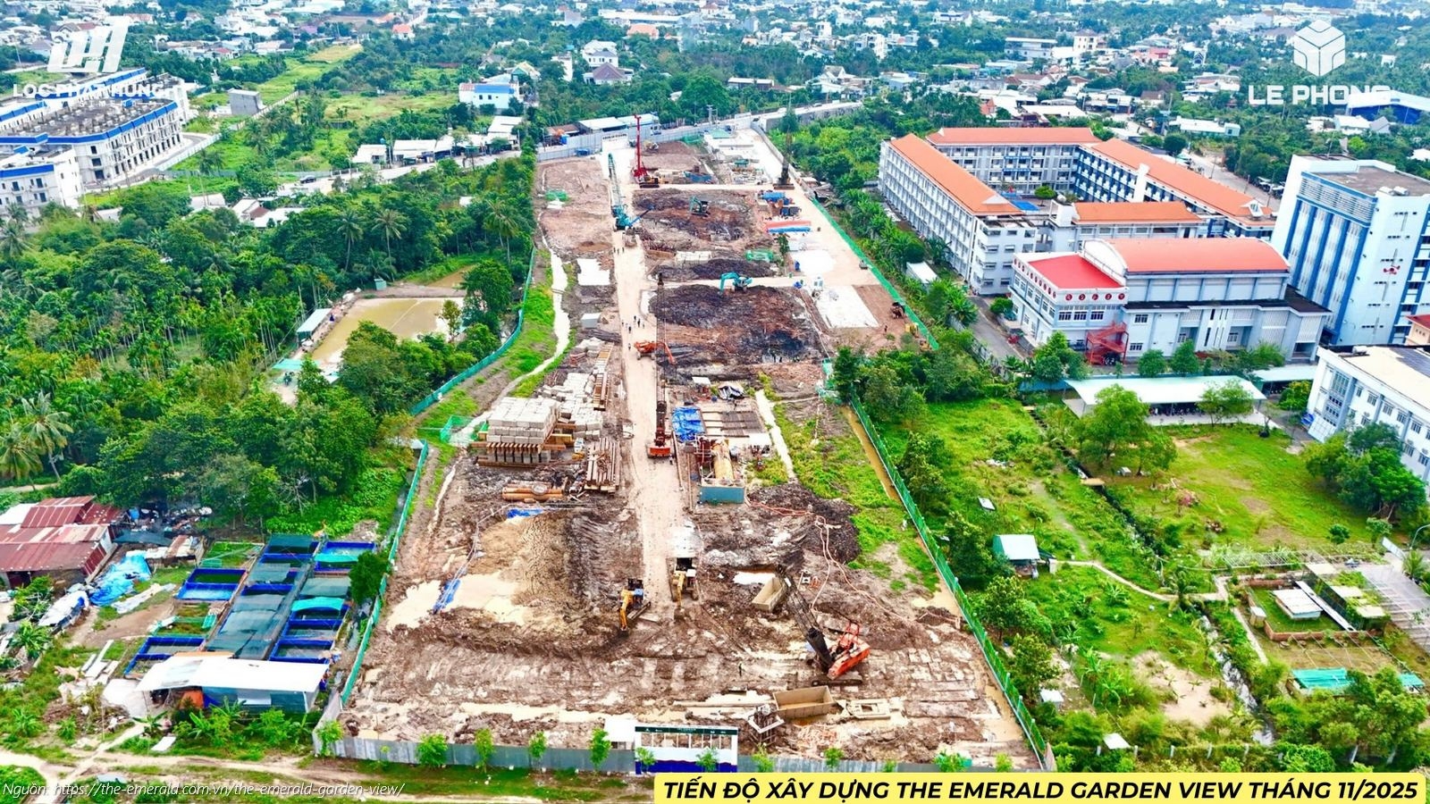 Cập nhật hình ảnh tiến độ xây dựng dự án The Emerald Garden View tháng 11/2025: Tổng thầu SOL E&C đang khẩn trương thi công phần móng cọc