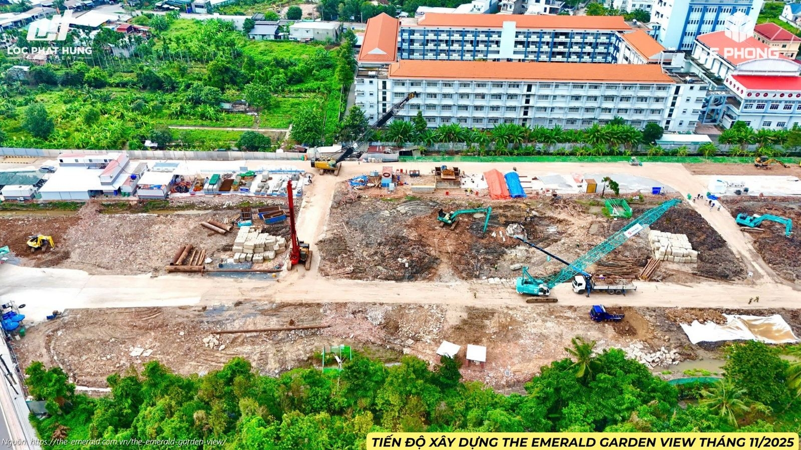 Cập nhật hình ảnh tiến độ xây dựng dự án The Emerald Garden View tháng 11/2025: Tổng thầu SOL E&C đang khẩn trương thi công phần móng cọc