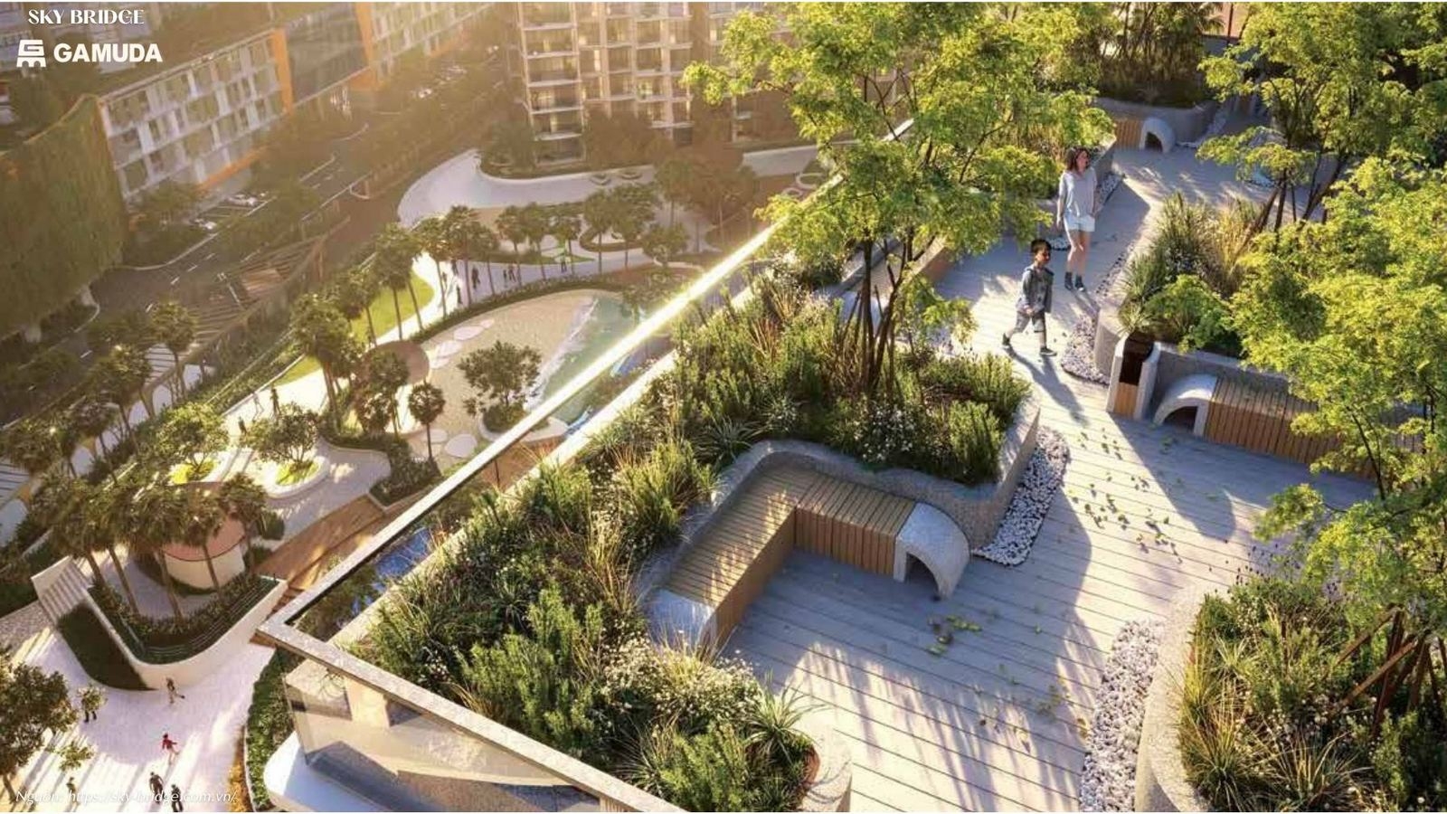 Đường dạo bộ công viên xanh dự án SkyBridge By Gamuda Land