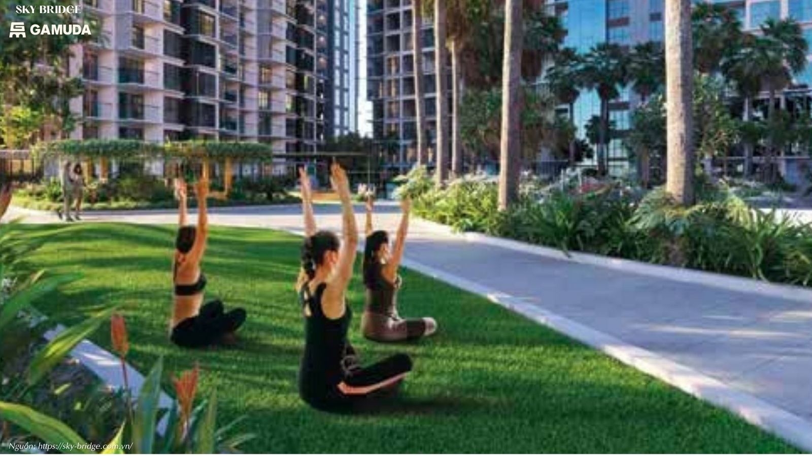 Khu vực tập Yoga ngoài trời dự án SkyBridge Thuận An