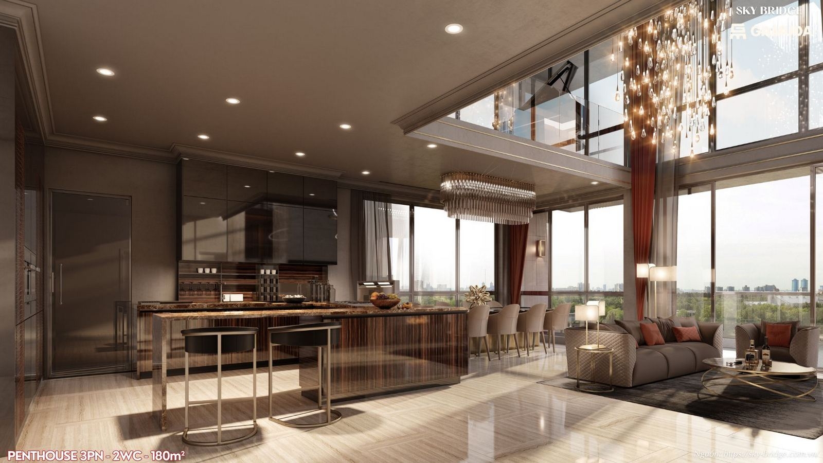 Penthouse Sky Bridge Gamuda Land Diện Tích 180m² (3pn 2wc).