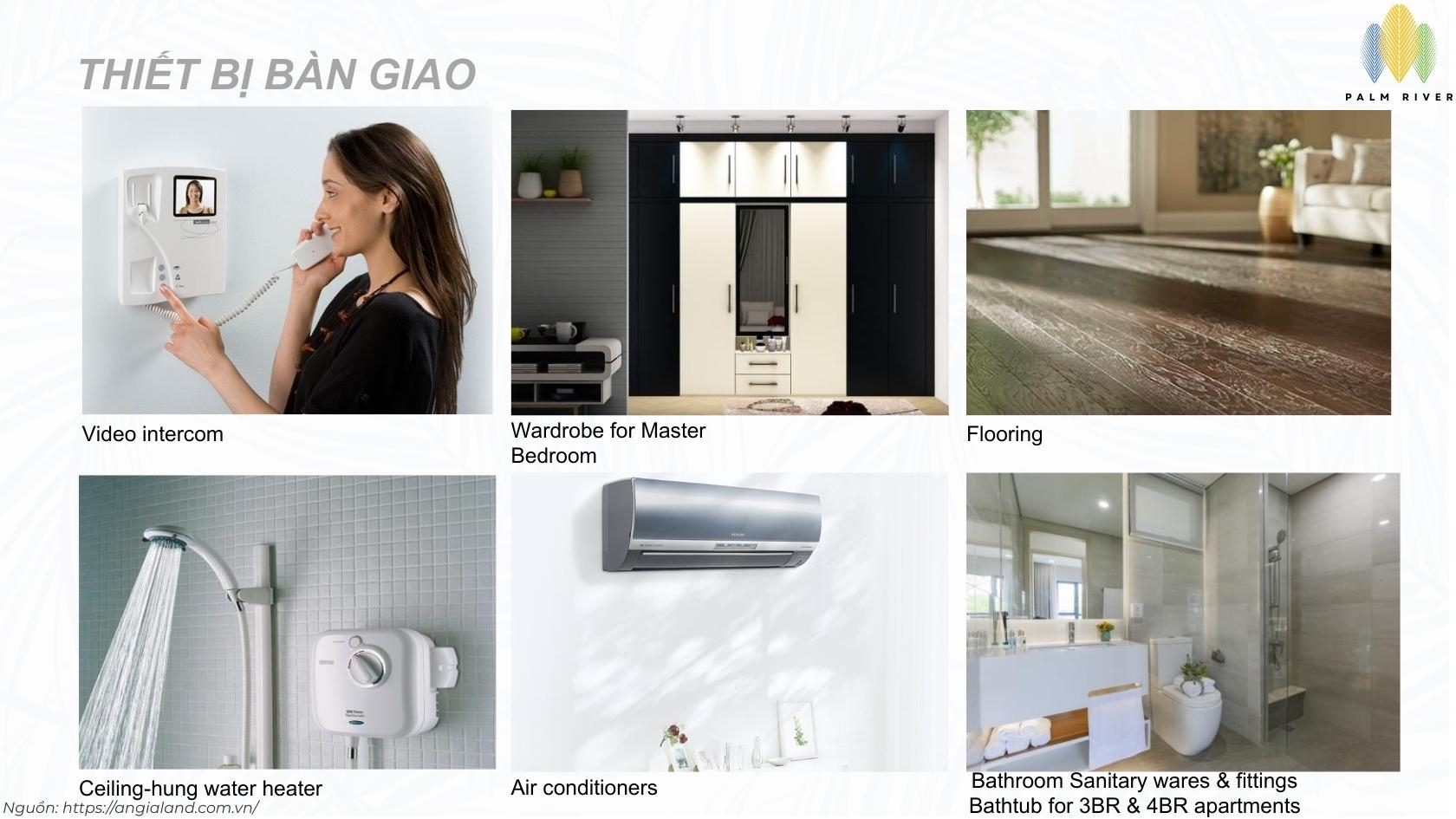 Danh mục thiết bị bàn giao chung cư Palm River Quận 2