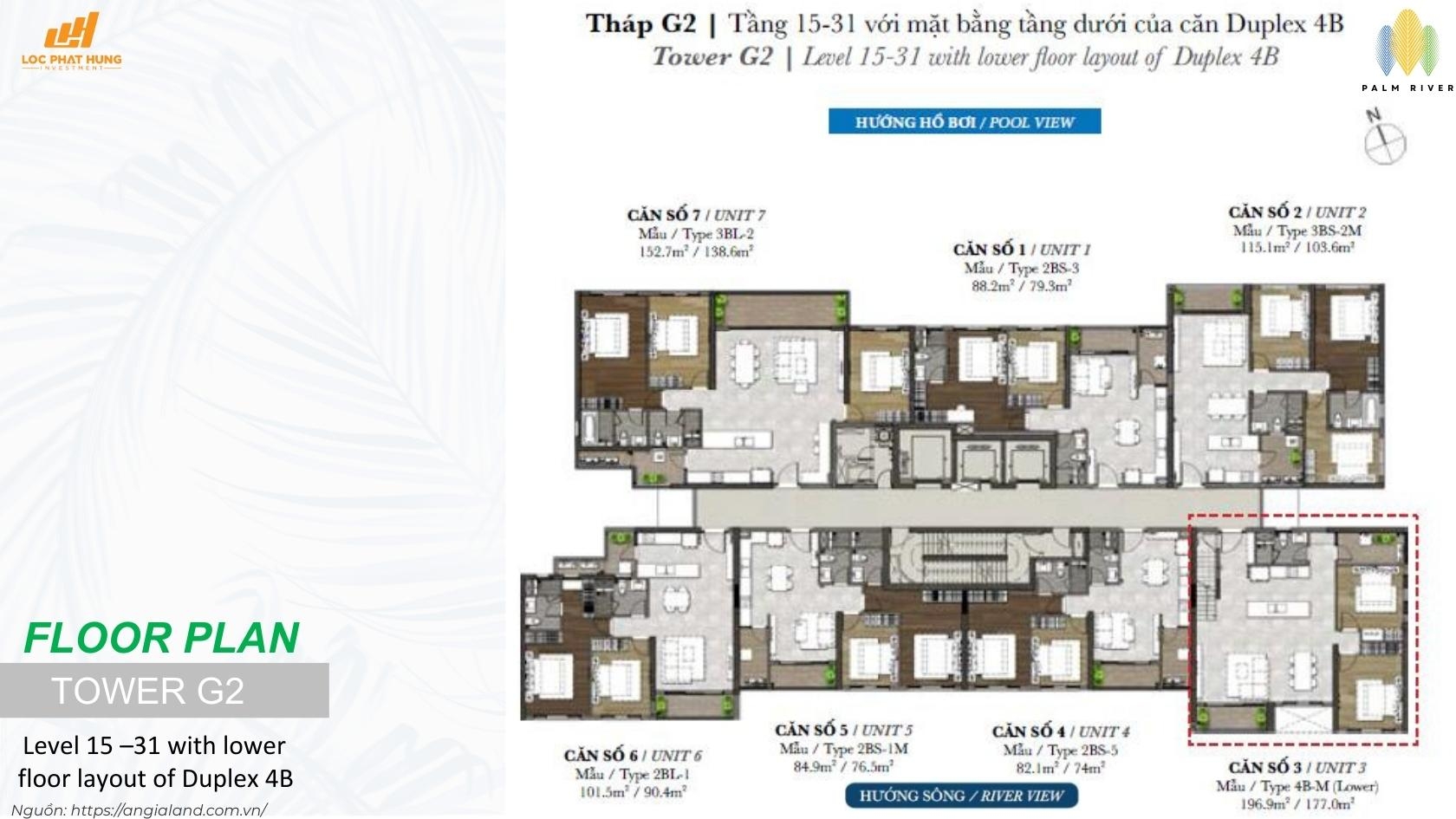 Mặt Bằng Tầng 15-31 Tháp G2 Dự Án Palm River Quận 2