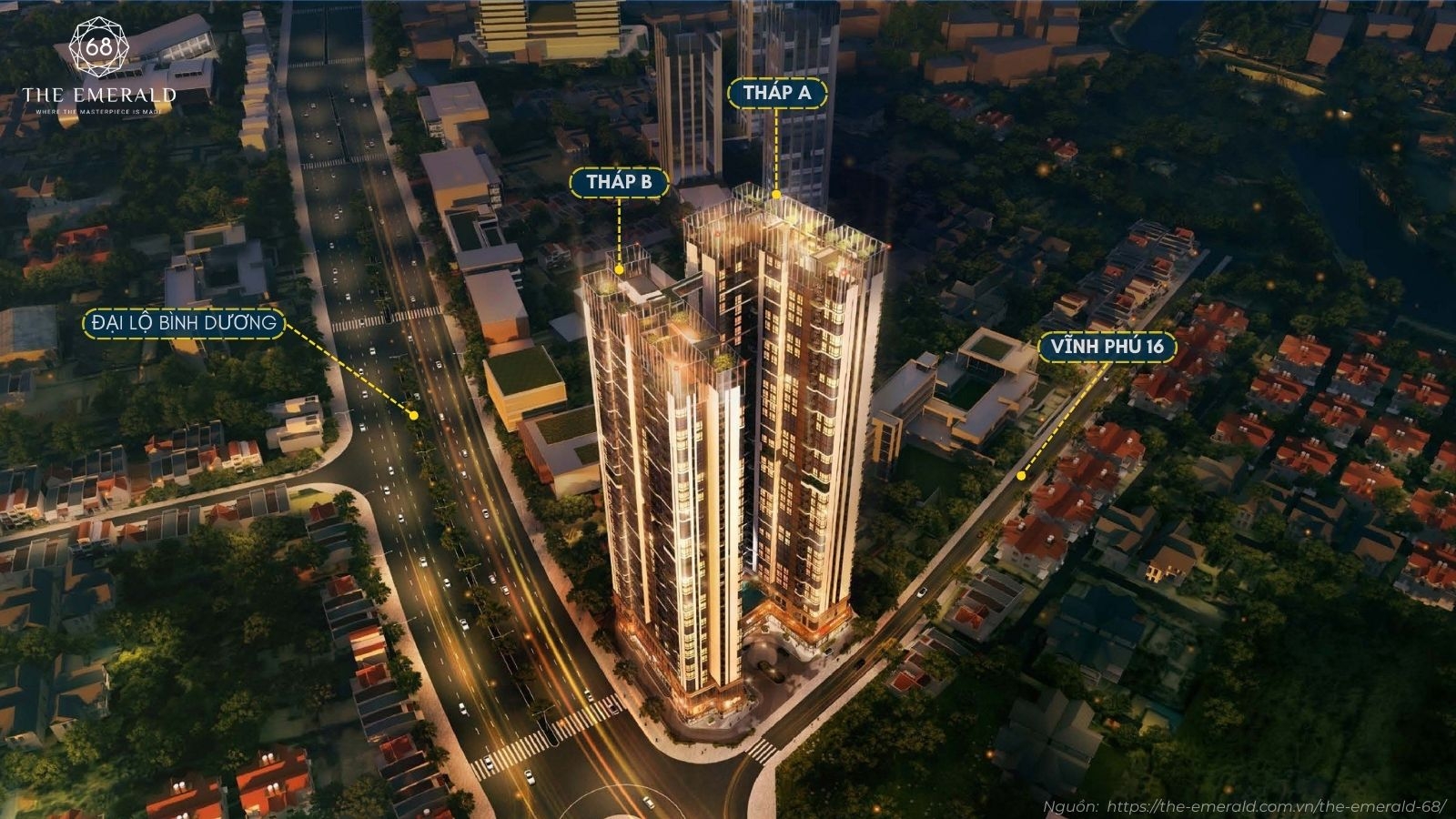 Phối cảnh tổng thể dự án căn hộ The Emerald 68 Thuận An Bình Dương
