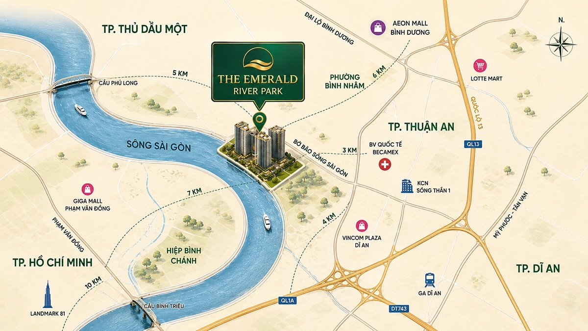 Bản đồ quy hoạch giao thông và địa chỉ The Emerald River Park